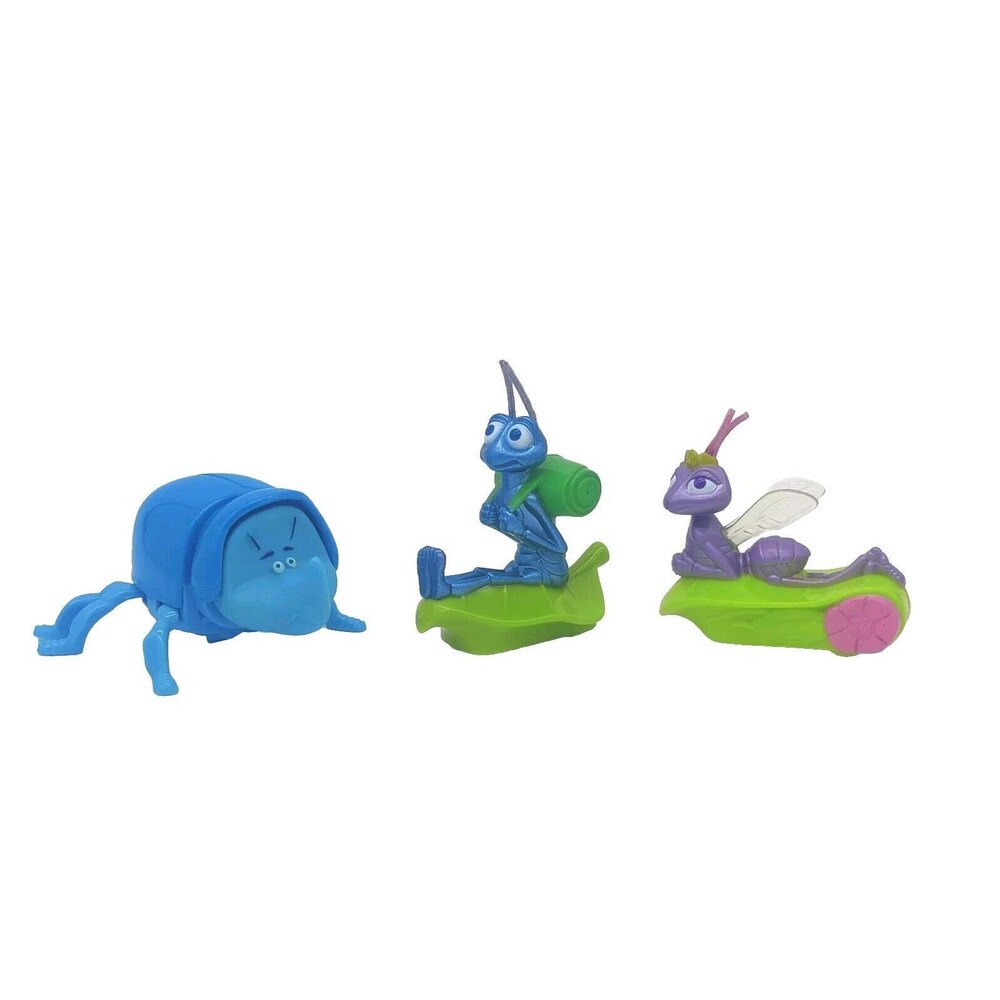 Vintage 2000 Disney Pixar 3 A Bugs Life Dim Flik Princess Atta McDonalds Toy Lot